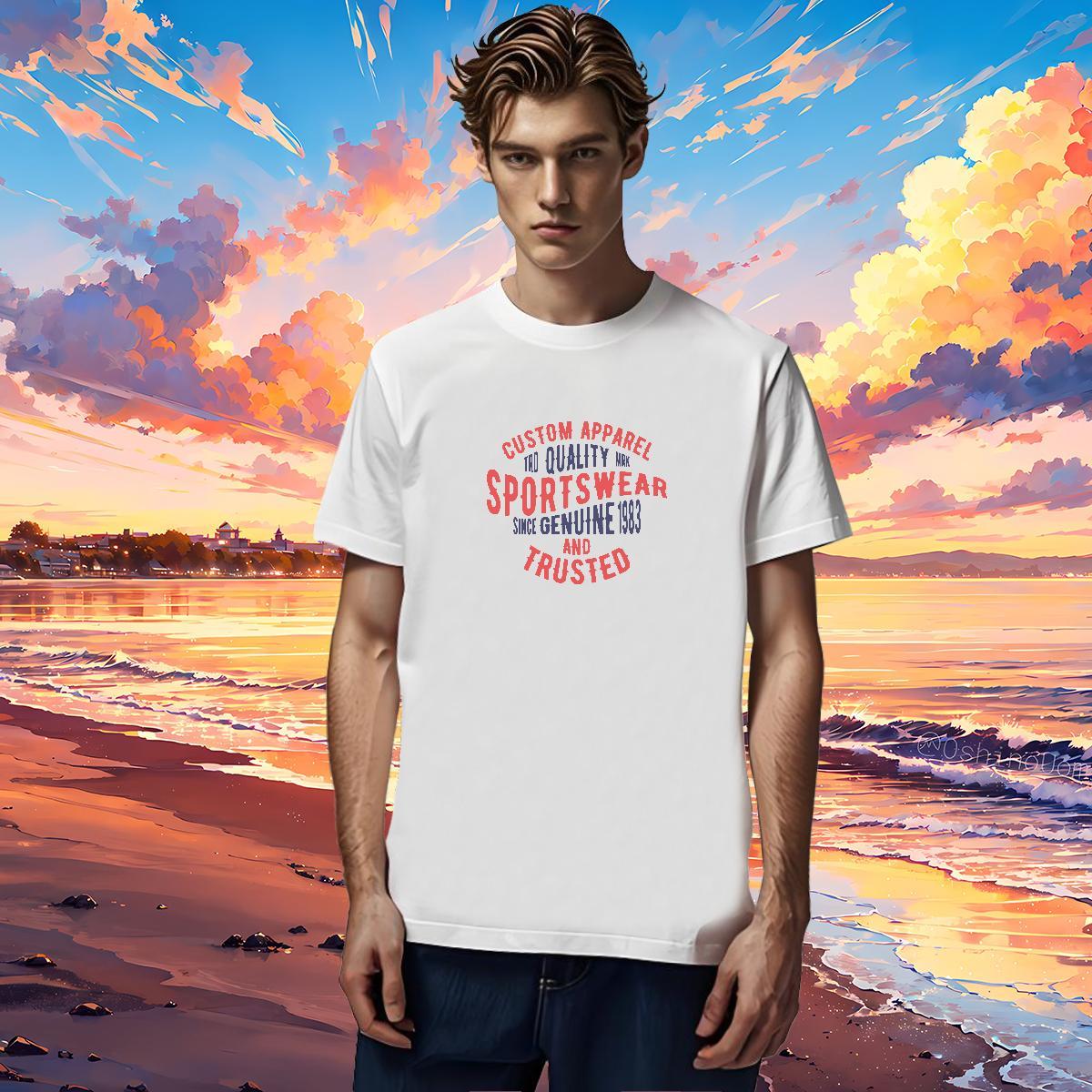 Fashion Casual T-Shirts for Men letter Top Tees 230g Pure Cotton Street Free Shipping DIY Printed Short Sleeve Soft Men Tshirts