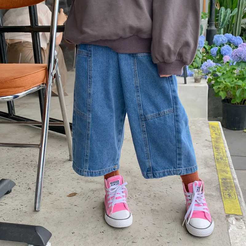 Jeans Spring Autumn girls fashion patchwork jeans Boys wide leg casual denim pants