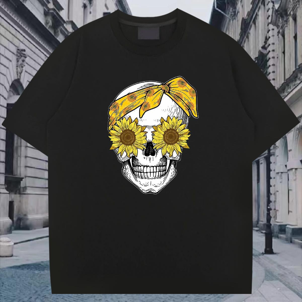 2024 Designer T-Shirts for Men flower Tshirts 230g 100% Cotton Street Wear Brand Floral Print Breathable Short Sleeve Men Tops Tees