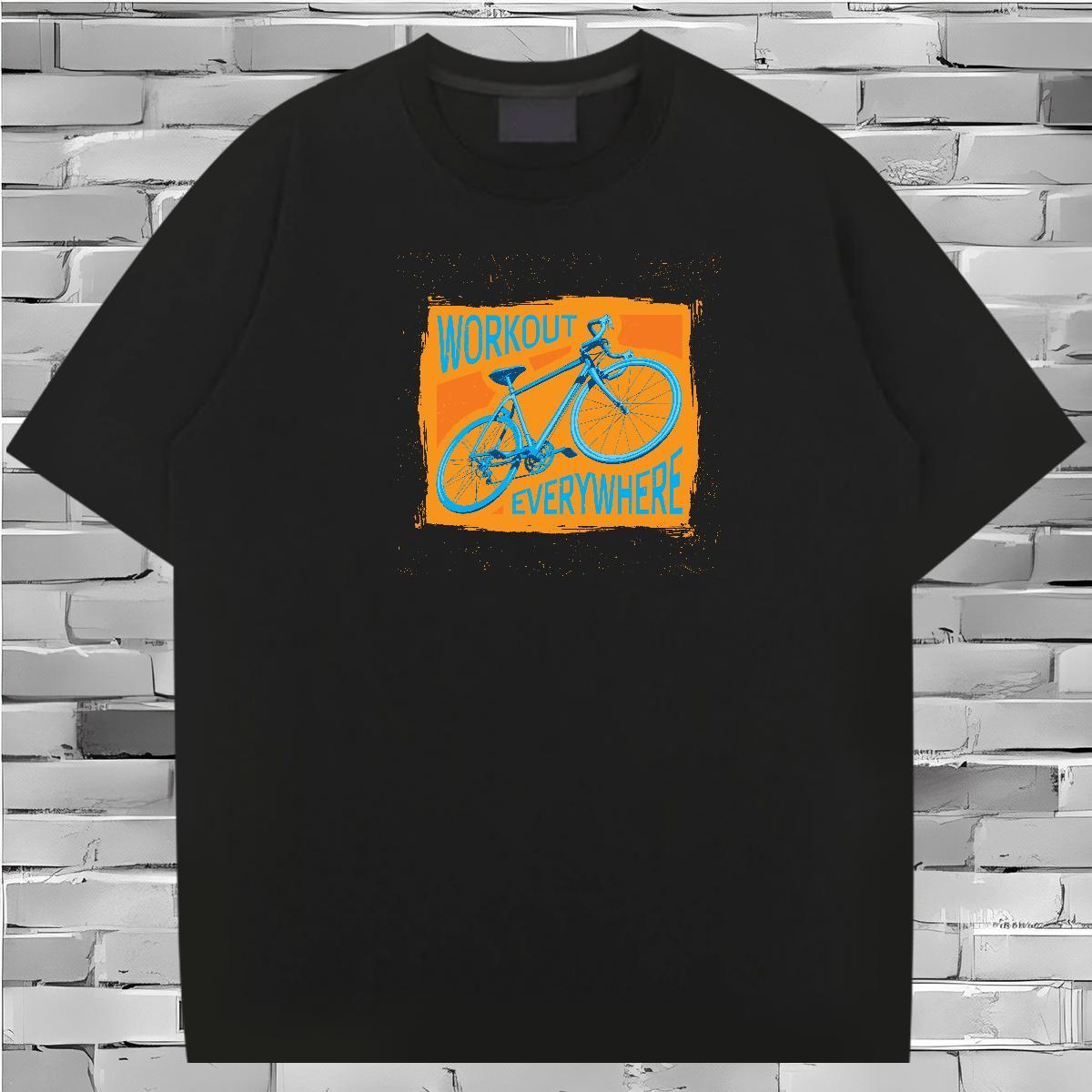 Stylist T-Shirts bicycle Tshirts 230g 100% Cotton Hip Hop Street Brand Custom Printed O-Neck Short Sleeve Men Tshirts
