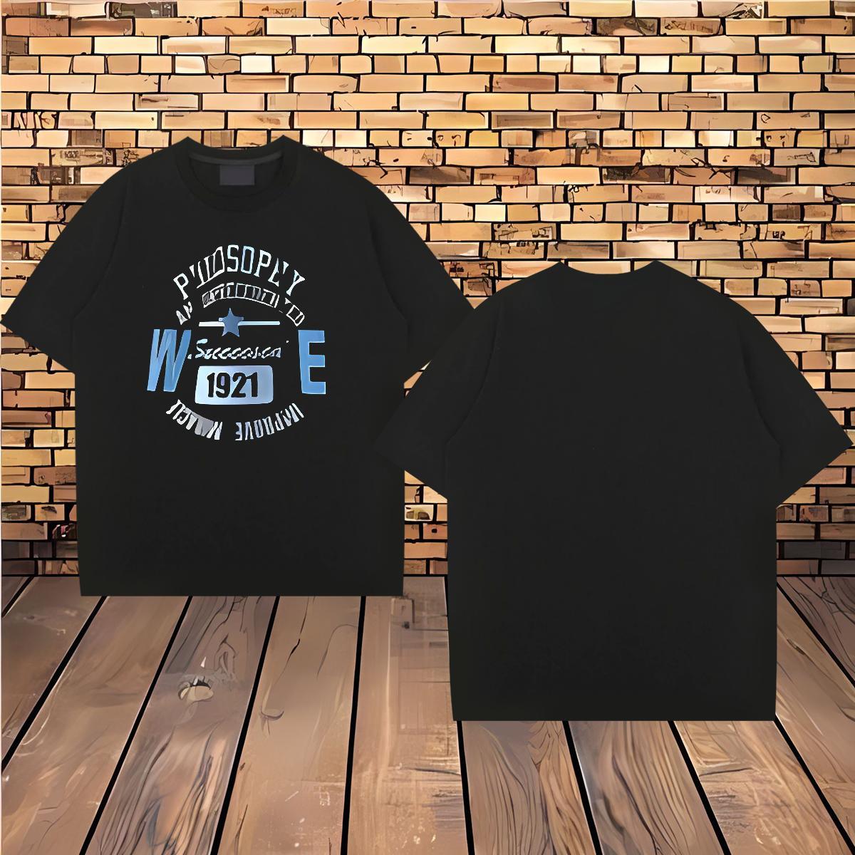 New Mens T Shirts letter Top Tees 230g 100% Cotton High Street Hip Hop TOP Quality Custom Cartoon O-Neck Short Sleeve Mens Tshirts