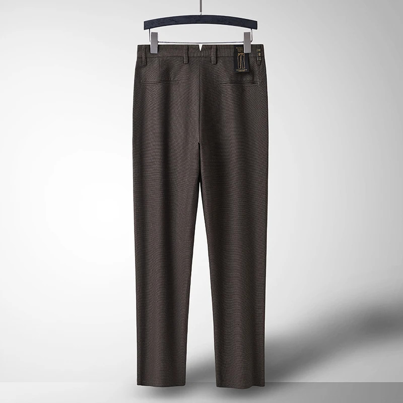 Business Casual Suit Pants Men Solid Middle Waist Straight Office Formal Trousers Mens Classic Style Long 240806