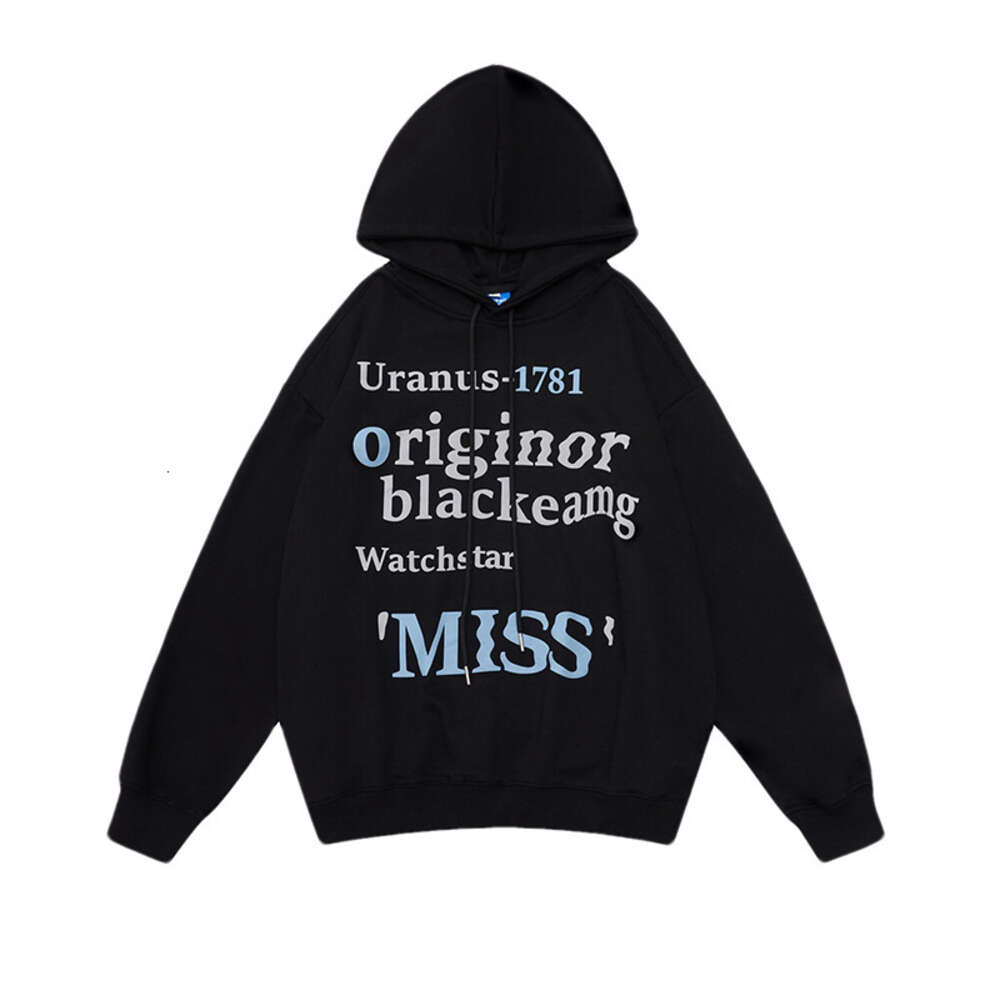 Plush student hooded letter hoodie women in autumn and winter loose fitting couple outfit with a bottom layer, lazy BF style jacket for women's f