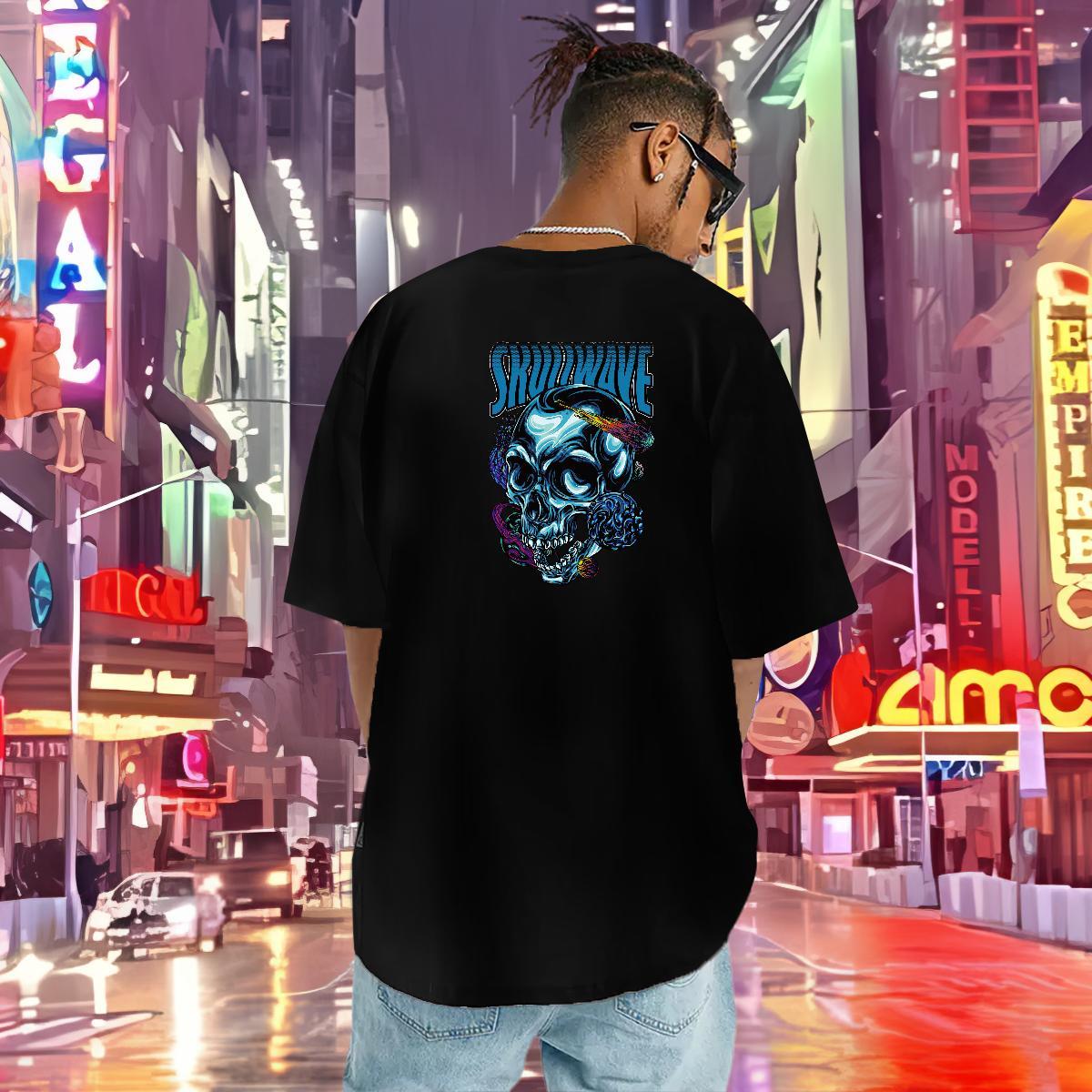 Wholesale T Shirt For Man skull Wear 230g Cotton Street wear Hip Hop Popular Black Oversized Short Sleeve O-Neck Tshirts