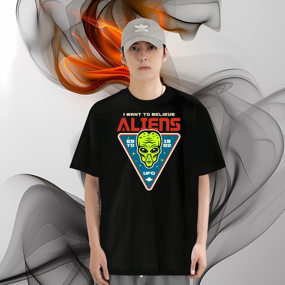 Fashion New T shirt ET Tshirts 230g Pure Cotton Anime Printing Street Designer Custom Print Plus Size Crew Neck Men Clothes T-Shirt