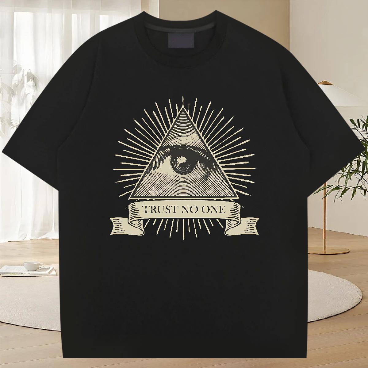 Fashion Design T Shirts Men eye of the devil Polos 100% Cotton 230g Hip Hop Cool Plus Size Cartoon Breathable Crew Neck Men Tees