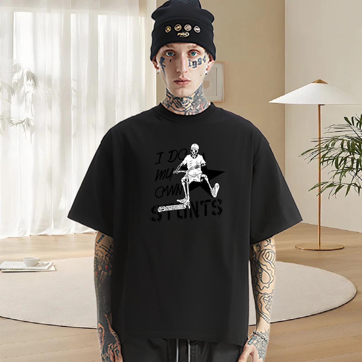 2024 Summer T-Shirts for Men logo Tee Shirt 230g 100% Cotton Street Casual Popular DIY Logo Oversized Short Sleeve O-Neck Tshirts