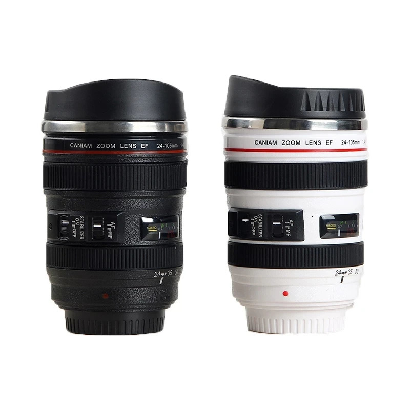 Stainless steel camera coffee lens cup white black unique gift Tazas 240806