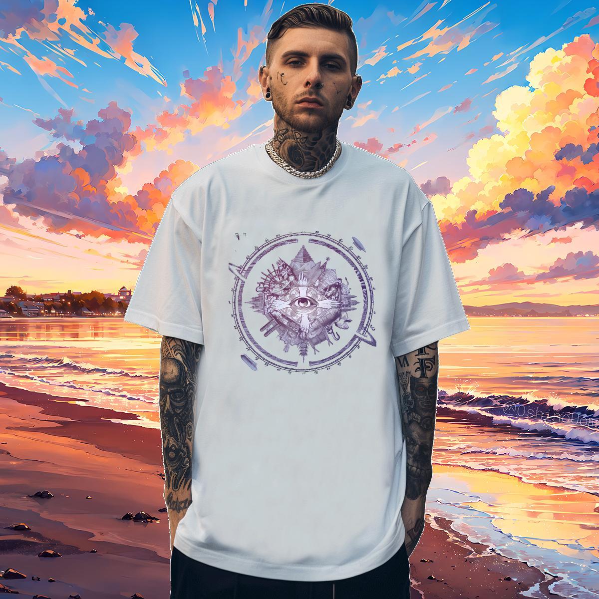 2024 Men T Shirts eye of the devil Wear 230g Pure Cotton Outdoor TOP Quality Oversized 4XL Short Sleeve Soft Mens Tshirts