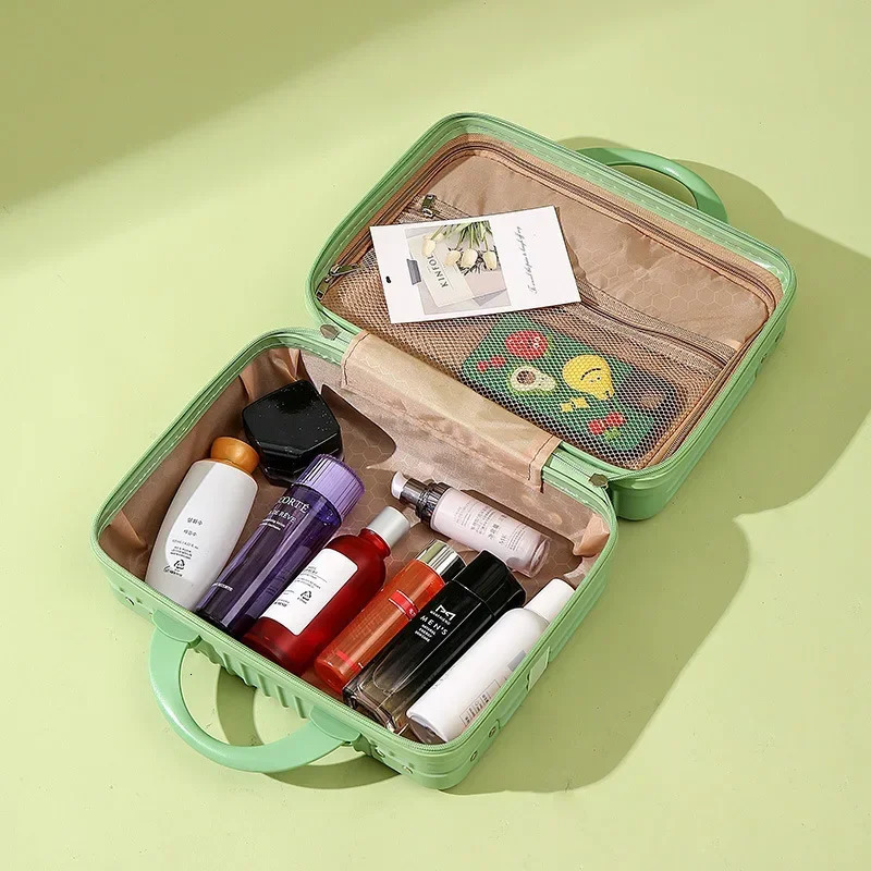 Retro Cosmetic Case 14-Inch Mini Portable Box Small Luggage Hand Gift Storage Cosmetic Bag Small Password Box 240807