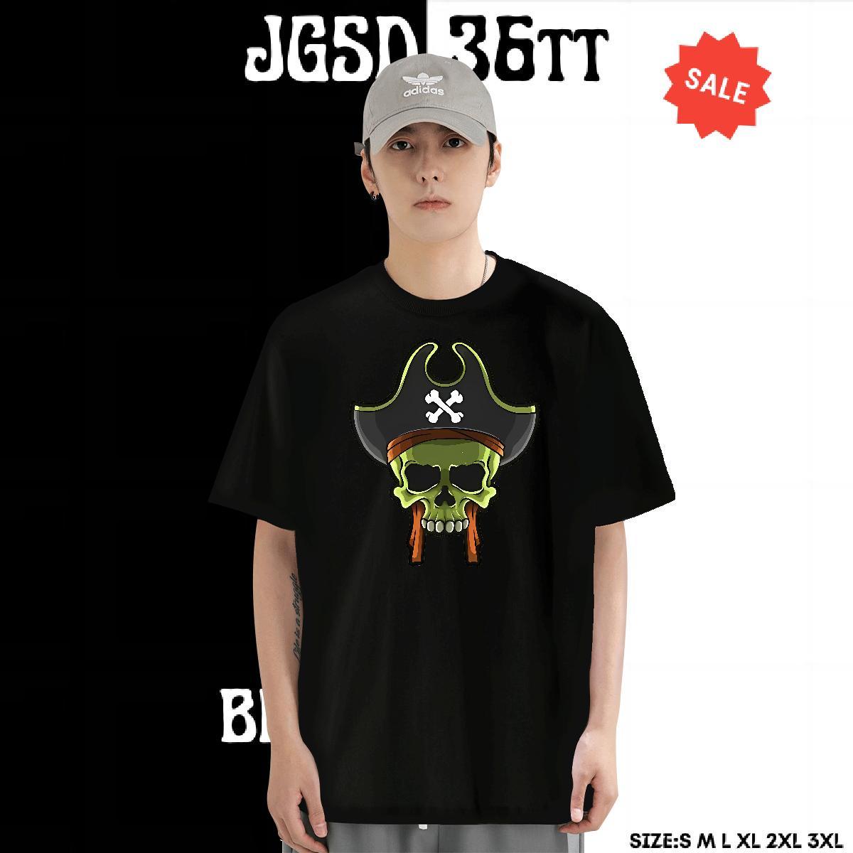 New T Shirt For Man skull Tees 230g Pure Cotton Street wear Hip Hop Brand Plus Size Cartoon Breathable Short Sleeve Men Tshirts