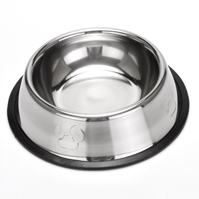 Pet supplies: Stainless steel rubber bottom, slip and anti knock, dog food cat water bowl, tableware, pet bowl