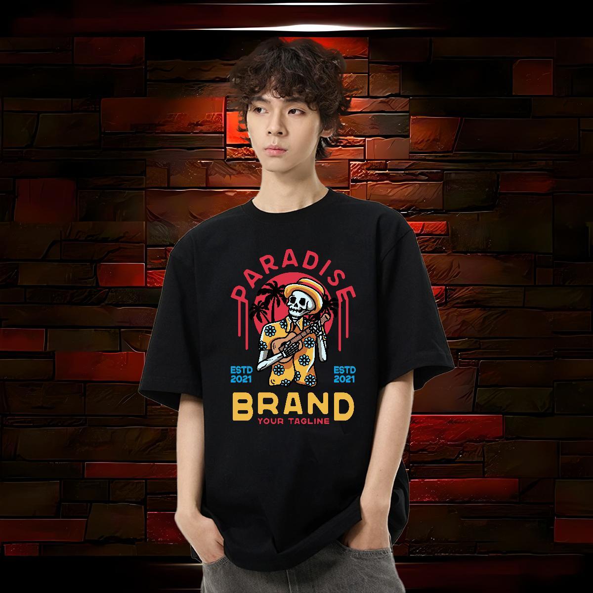 DIY T-Shirts skull Tops 230g Pure Cotton Casual Beach Free Shipping Anime Print Short Sleeve O-Neck Tshirts