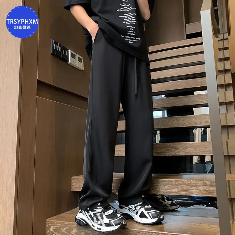 TRSYPHXM 731 American black straight leg pants for men casual retro washed teenagers long 240806