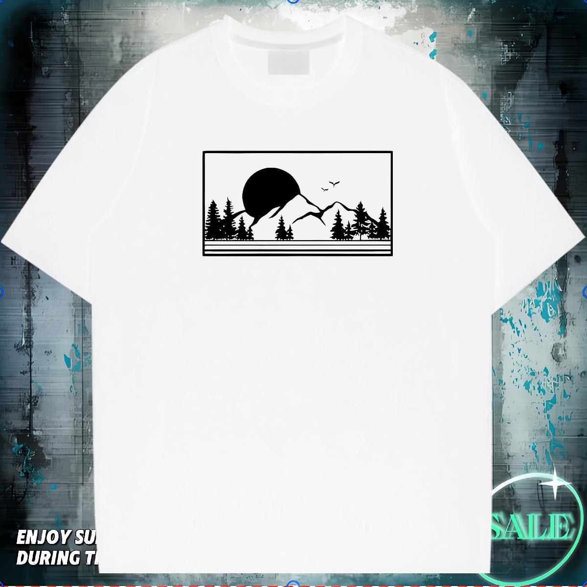 Free Shipping Man T Shirts mountains Tops 230g Cotton Street Soft Skull Breathable Soft Men Tshirts