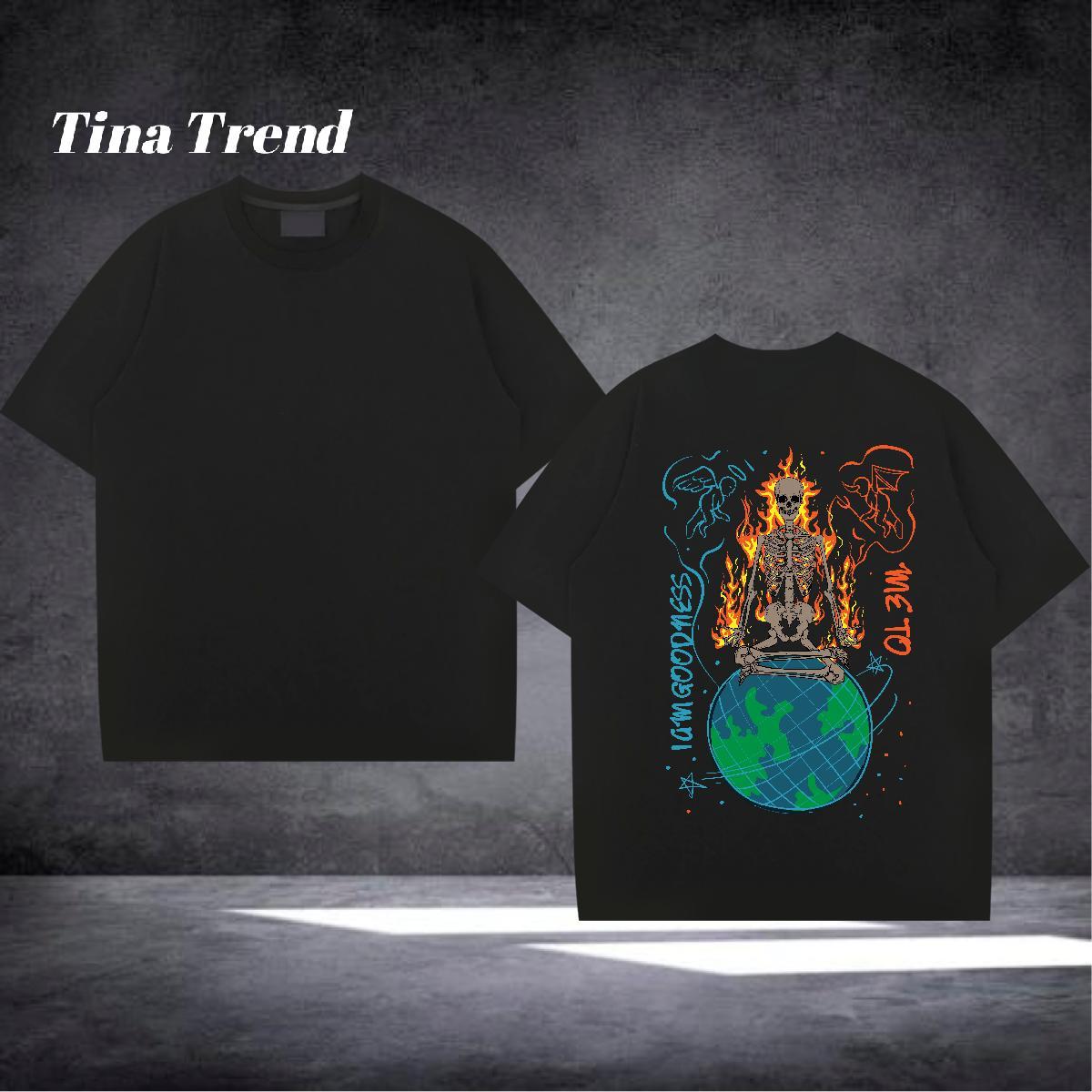 2024 T-Shirts skull Tops Shirt 100% Cotton 230g Outdoor Brand DIY Printed Breathable Short Sleeve Tshirts
