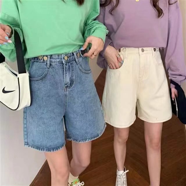Thin pants for women in summer, cropped shorts, loose and slimming straight wide leg pants, high waisted jeans, Instagram trendy