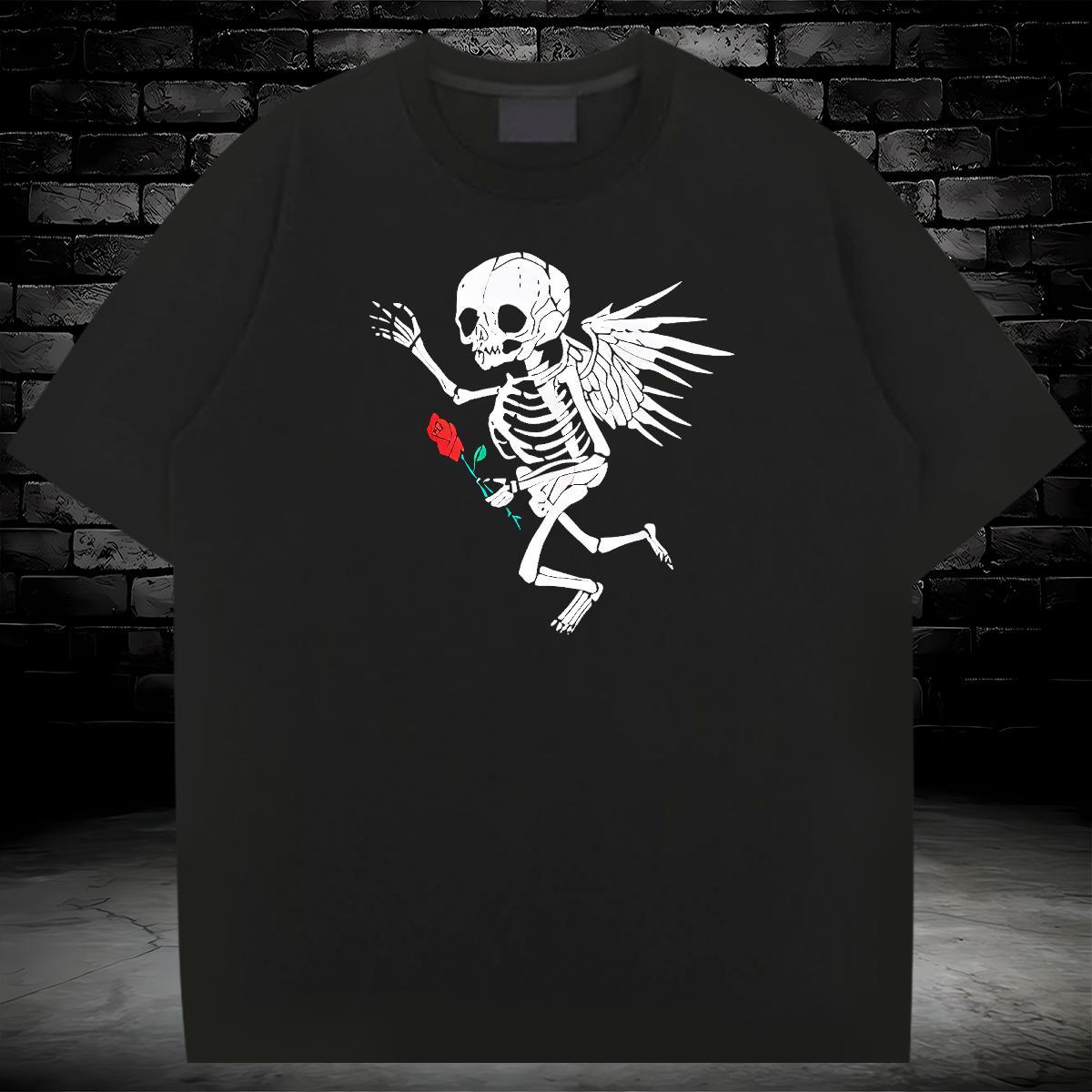 New Designer T-Shirts skull Wear 100% Cotton 230g Beach Cool Design Asian Size O-Neck Short Sleeve Couples T Shirts