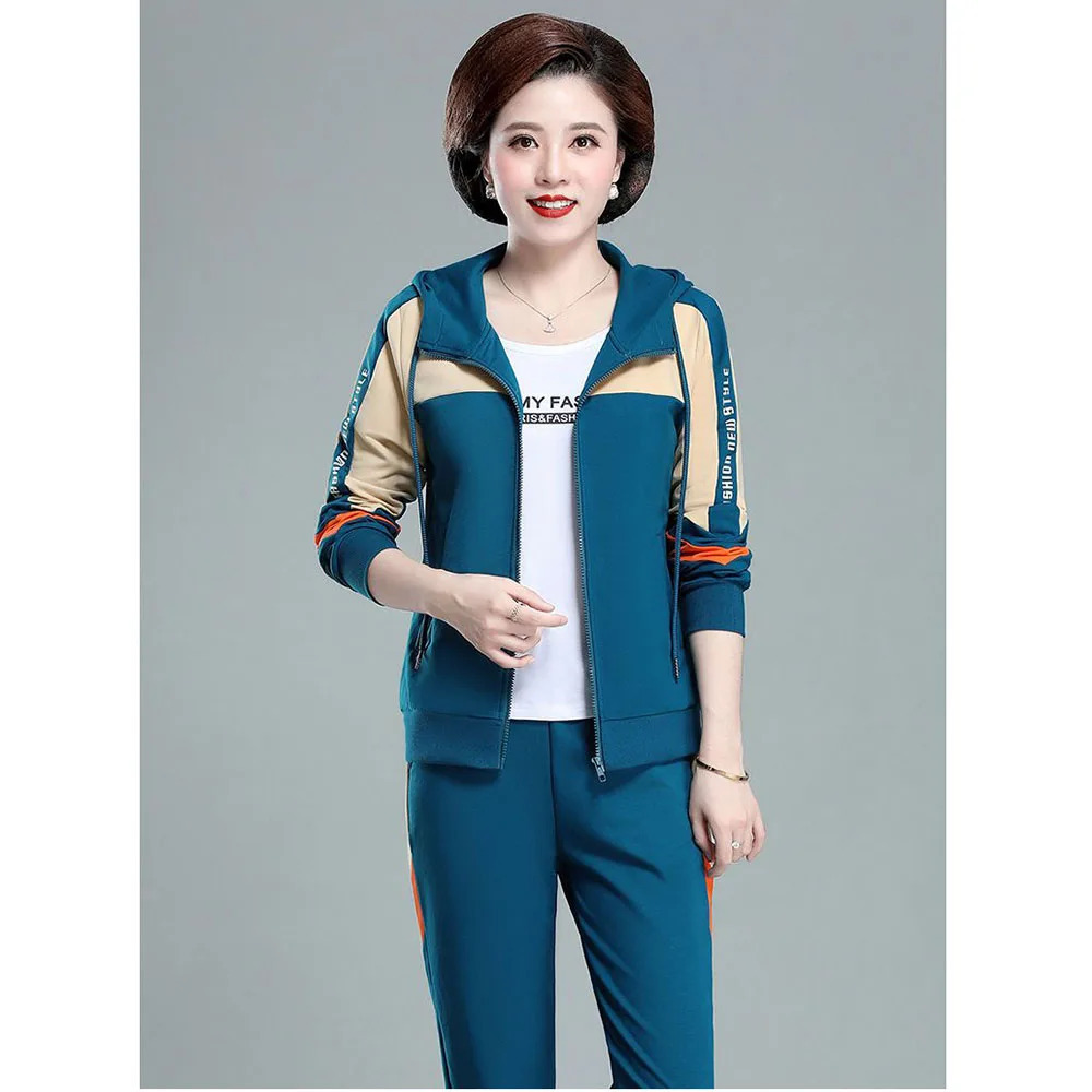 Mother Clothes 3 Piece Set Spring Autumn Fashion Casual Sports Suits Middle-Aged Women Sportswear Tracksuits Outfit 4XL 240807
