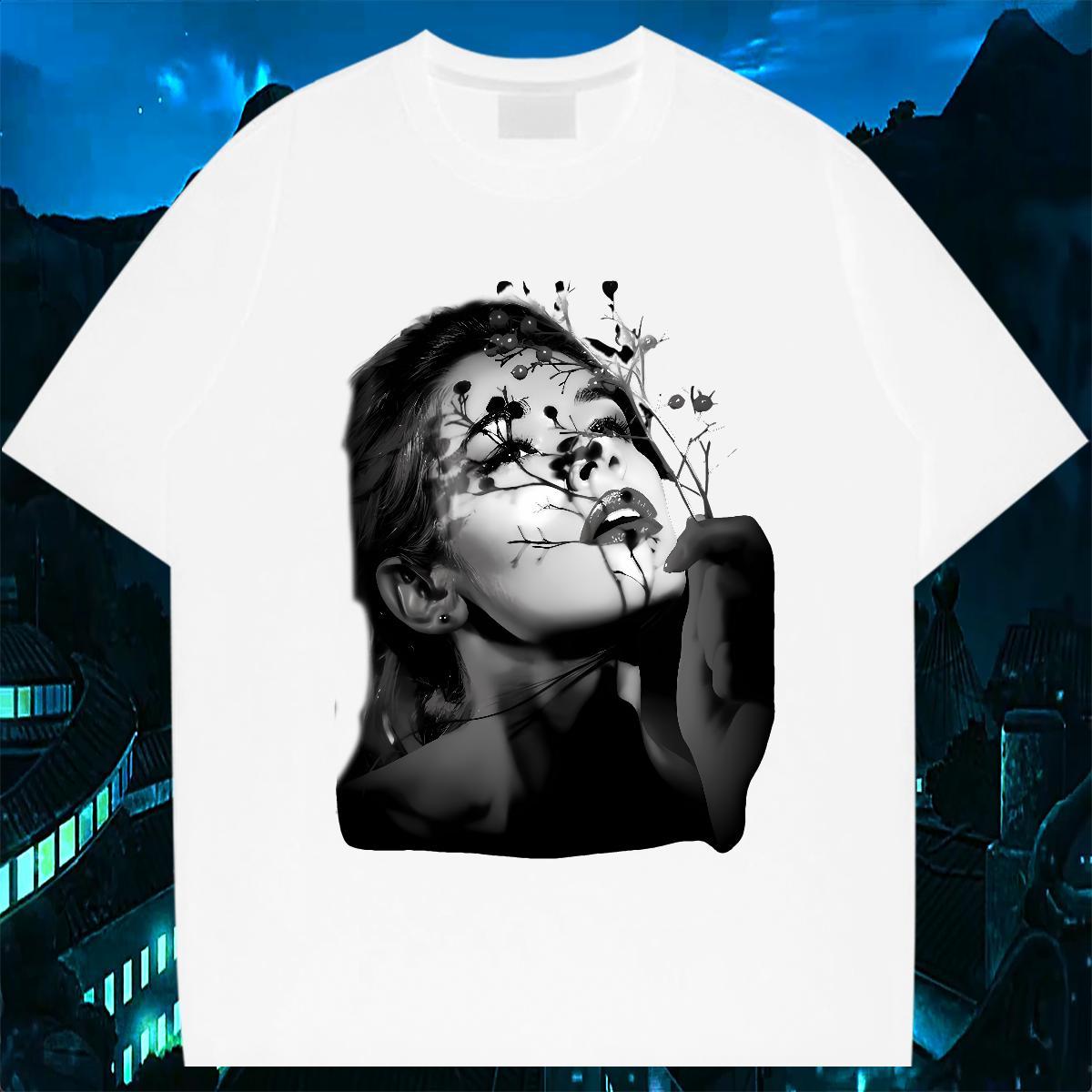 Designer Mens T Shirts flower Wear 230g Cotton Home Outdoor Popular Custom Printed Breathable Short Sleeve Tshirts