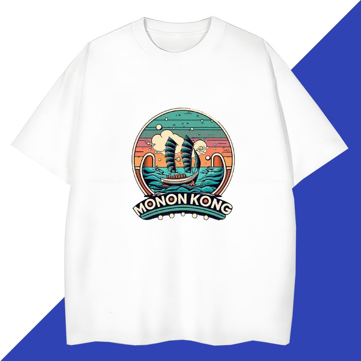 2024 T Shirts Men sea wave Tops Tees 230g Pure Cotton Street Casual Designer DIY Anime Breathable Crew Neck Men Tshirts