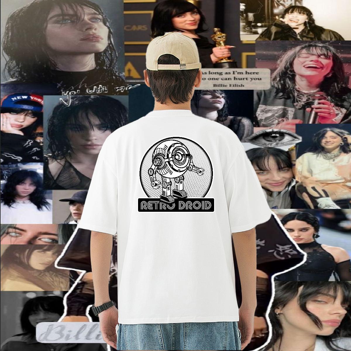 Free Shipping Mens T Shirts robot Polos 230g Cotton Sport Cool Design Black Oversized Breathable Crew Neck Men Tops Tees