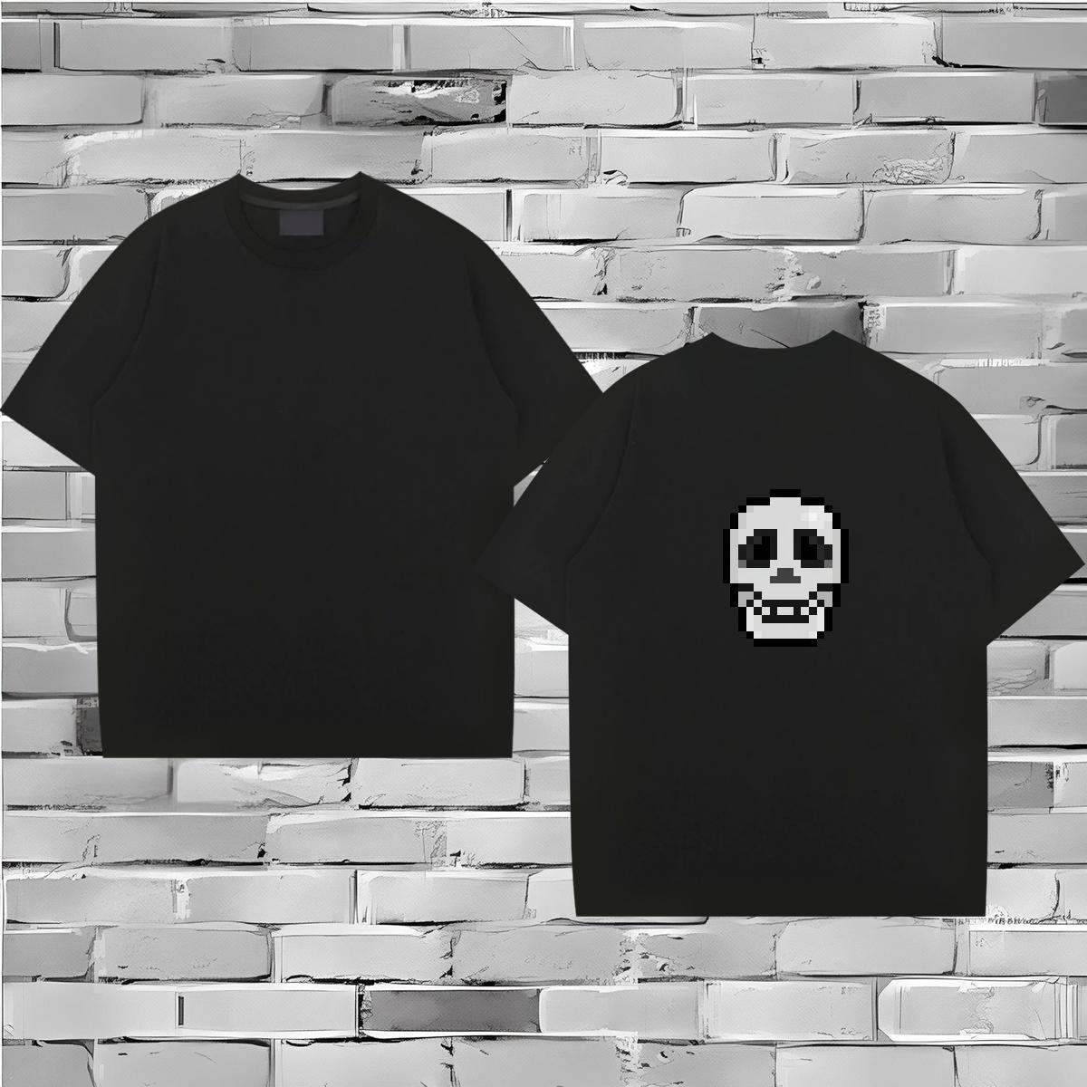Casual New Man T Shirts skull Tshirts 230g Cotton Home Outdoor Designer Black White Breathable Short Sleeve Men Tops Tees