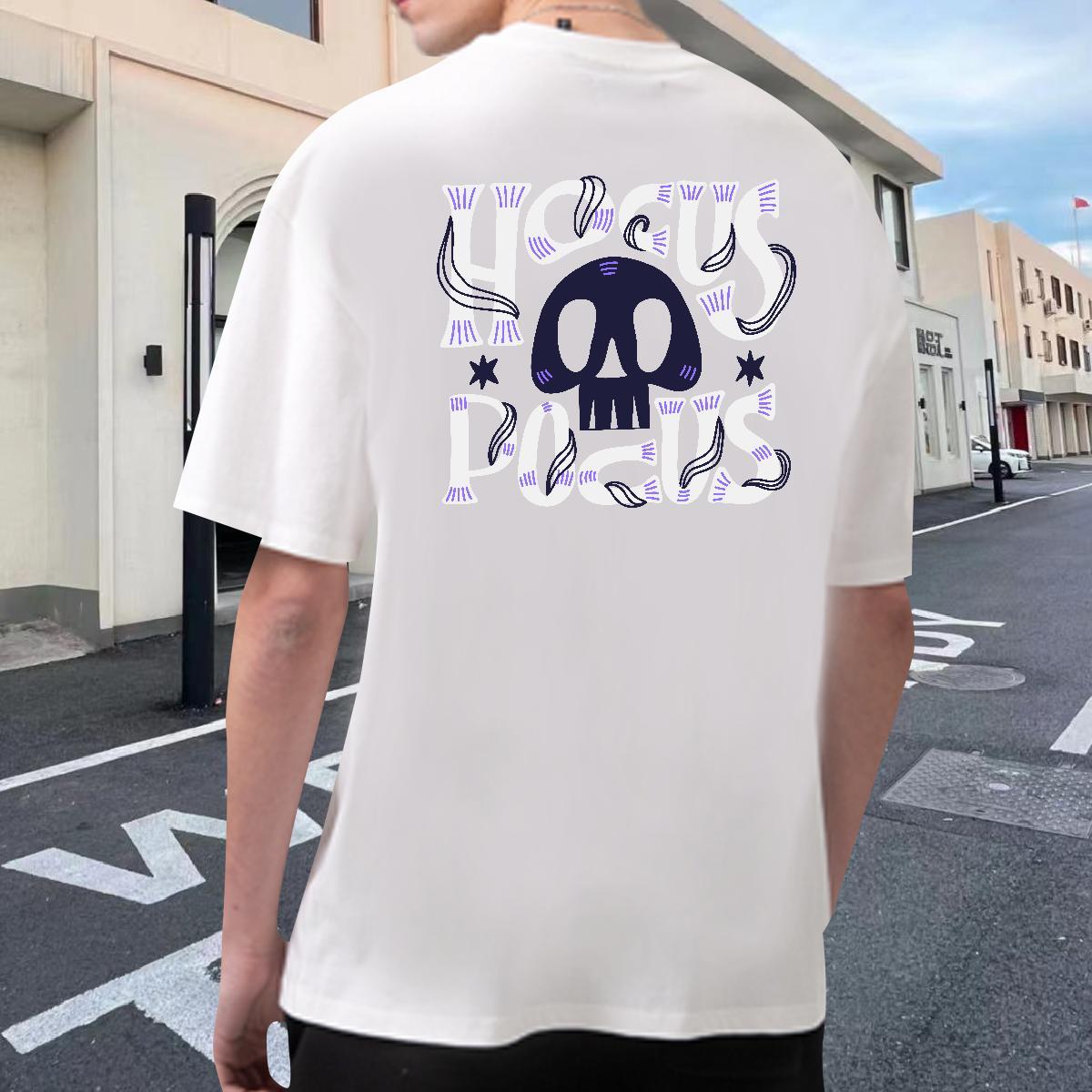 Casual New T shirt skull Tops 230g Cotton Daily Outfit Loose Plus Size Custom Pure Cotton Men Tees