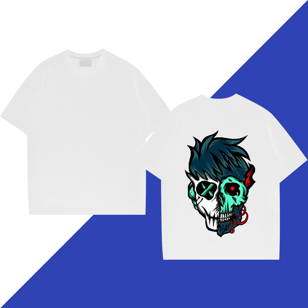 Classic Mens T Shirts skull Tee Shirt 100% Cotton 230g Street High Quality DIY Anime Breathable Crew Neck Men Tshirts