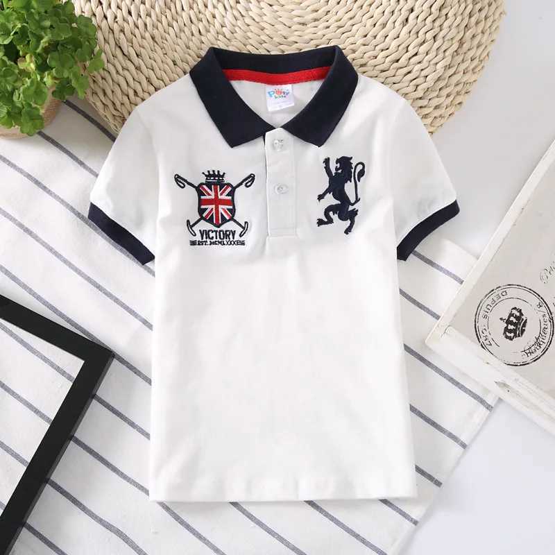 Summer cotton polo childrens top baby boy sports polo shirt collar breathable fabric T-shirt fashionable clothing for children aged 2-14 W241223