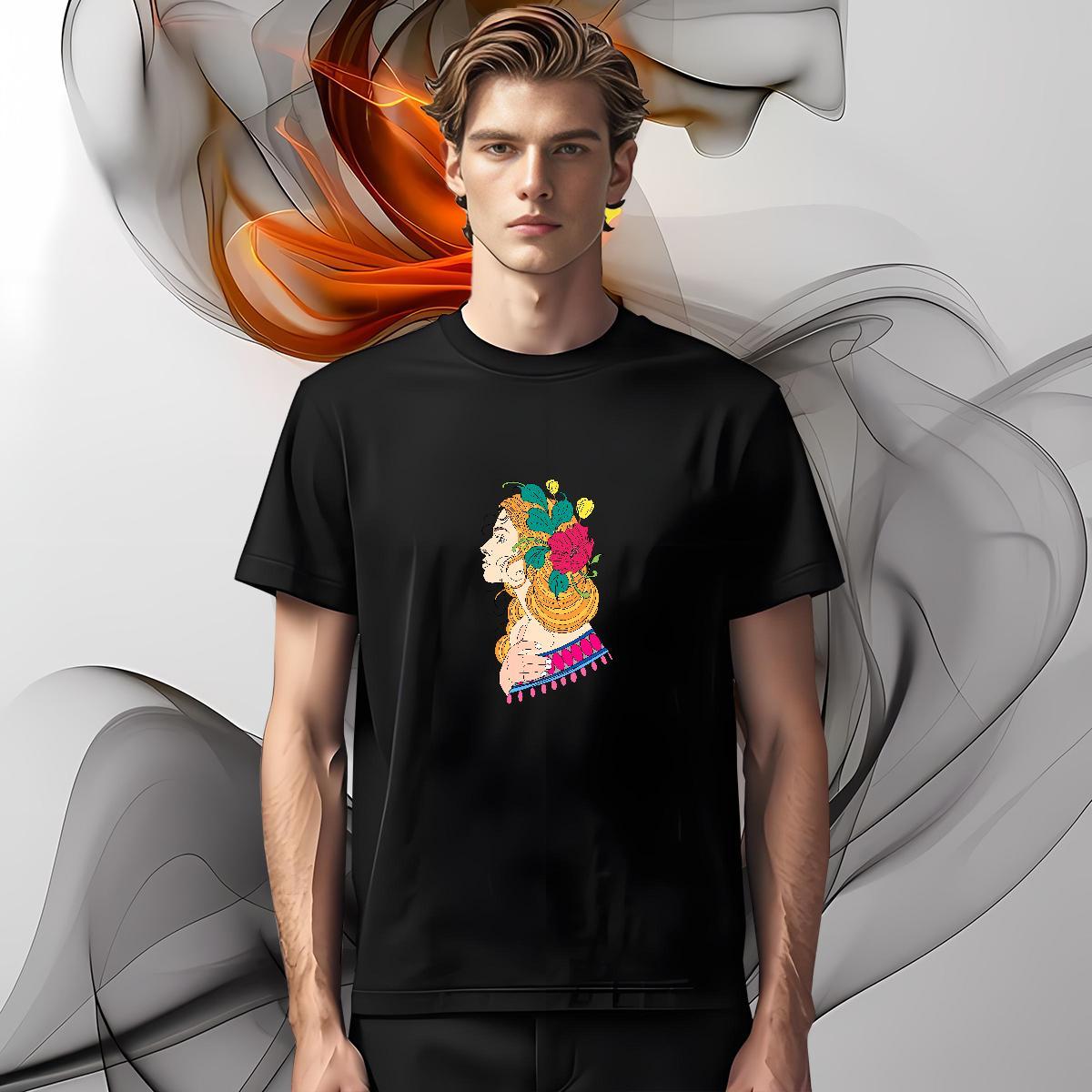 Customized T-Shirts for Men portrait Top Tees 230g 100% Cotton Outdoor Free Shipping Cartoon Printing L-4XL Breathable Short Sleeve Tshirt for Man Wom