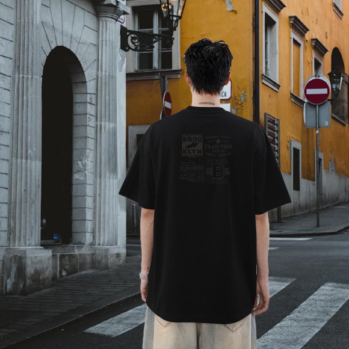 Brand Men T Shirts letter Wear 230g Cotton Anime Printing Street Unisex Custom Cartoon Short Sleeve O-Neck Men Clothes T-Shirt