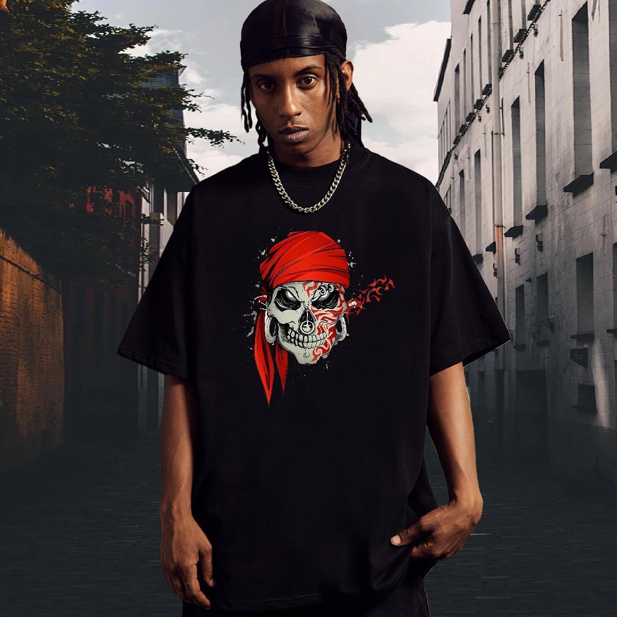 Fashion Casual T Shirts Men skull Tees Shirts 100% Cotton 230g Outdoor Classic Oversized 4XL Breathable Short Sleeve Tshirt for Man Woman