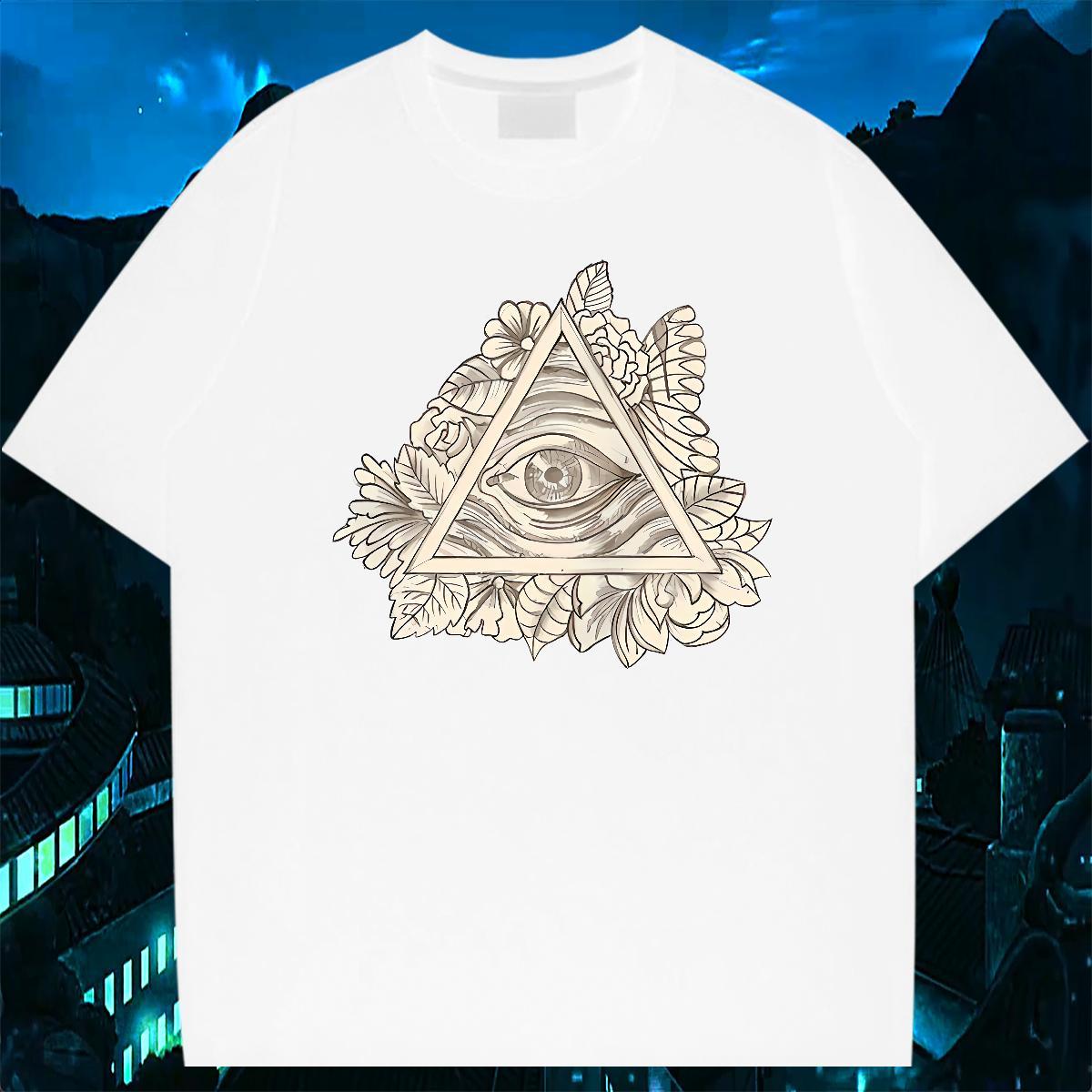 Stylist T shirt eye of the devil Tees 230g 100% Cotton Summer Casual Brand Cartoon Print Crew Neck Breathable Mens Tshirts