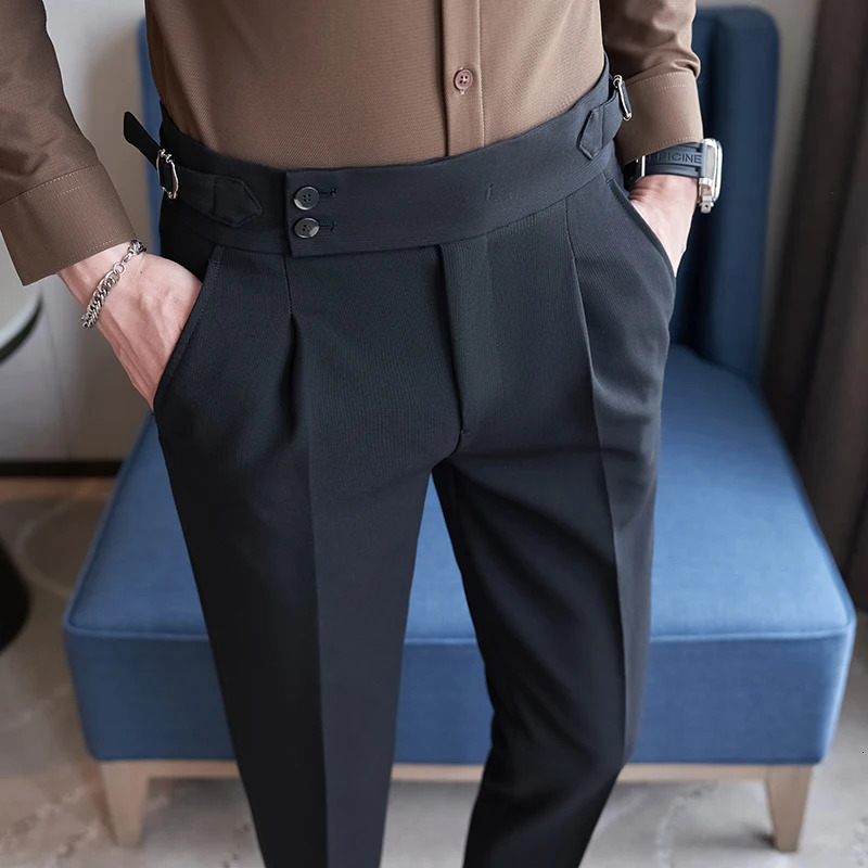 Mens Casual Pants Soft Tight Stretch Trousers For Business Social Office Workers Interview Party Wedding Suit 3828 240806