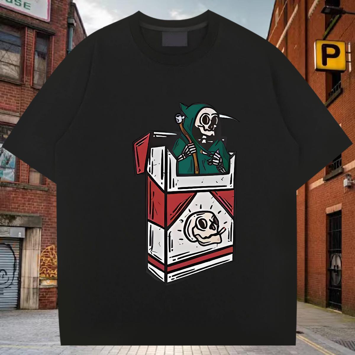 Fashion Mens T Shirts skull Top Tees 230g 100% Cotton Daily Outfit Unisex DIY Anime Breathable Short Sleeve Men Clothes T-Shirt