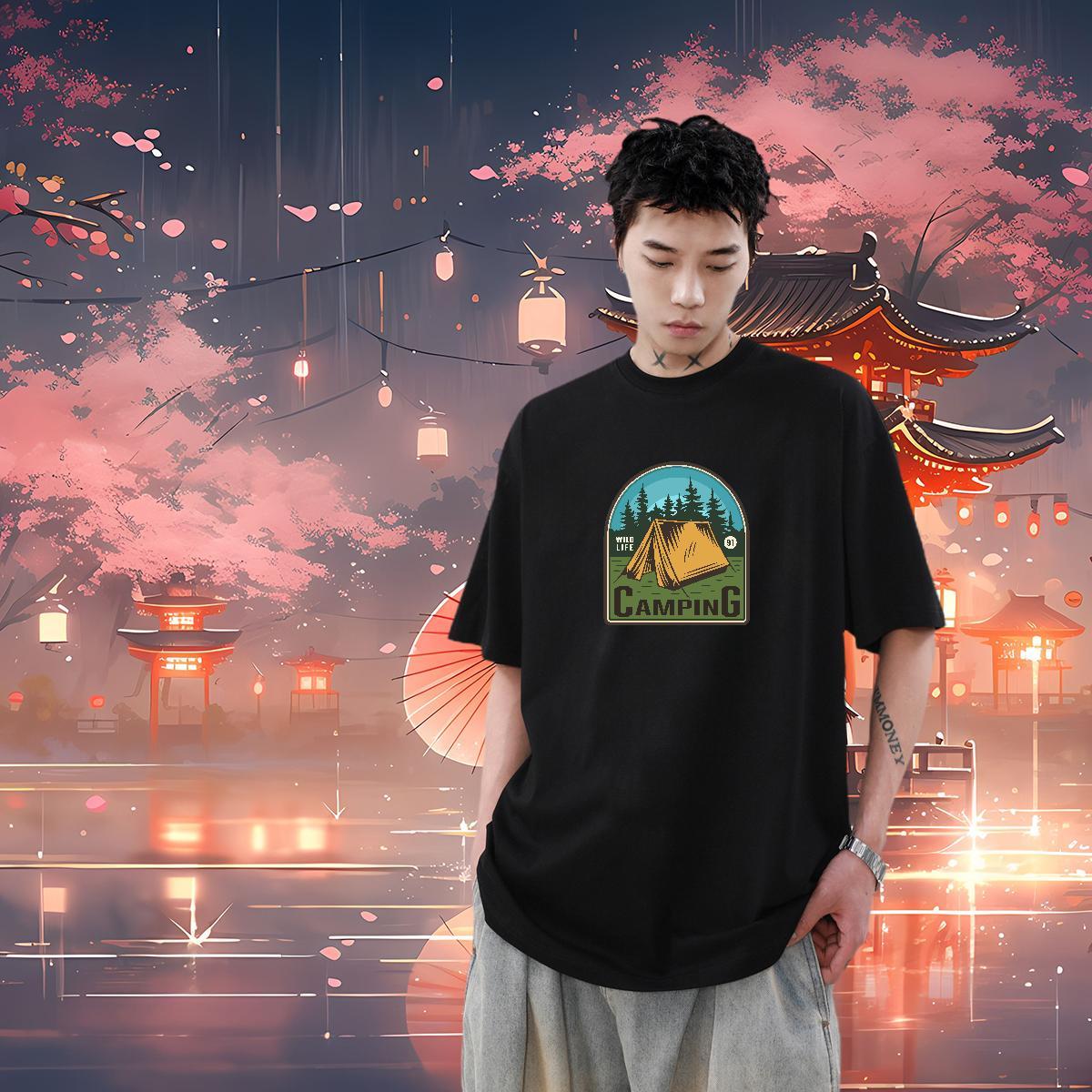 Fashion New T-Shirts for Men letter Top Tees 230g Cotton Casual Beach Popular Custom Print Oversized Breathable Tshirt for Man Woman