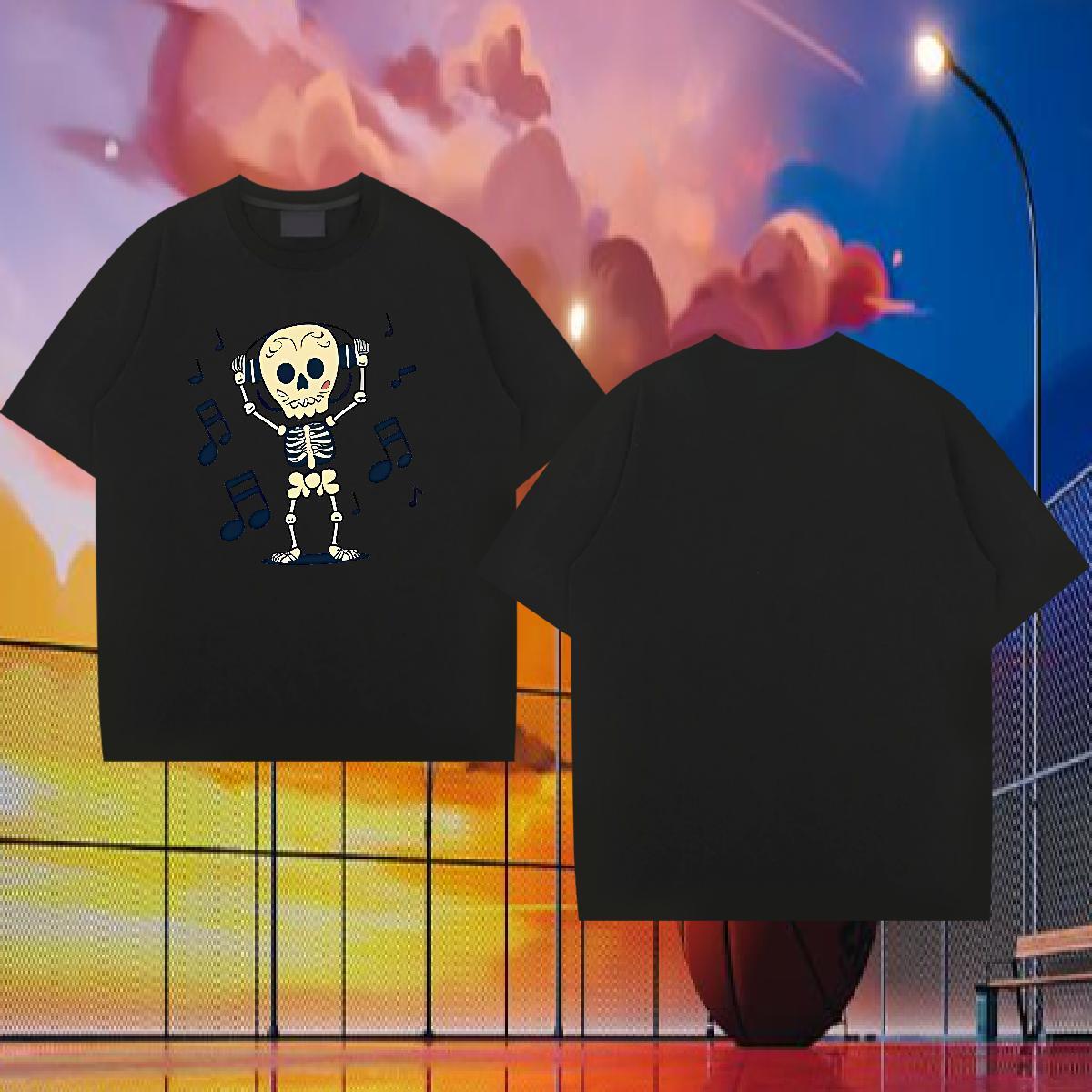 Designer T shirt music Tops 230g Pure Cotton High Street Hip Hop Cool Design Floral Print Breathable Crew Neck Men Tshirts
