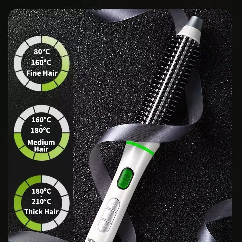 Professional Hair Curler Curling Iron Tourmaline Ceramic Brush Hair Straightening Brush LCD Display Hair Styling Curly Tools 240802