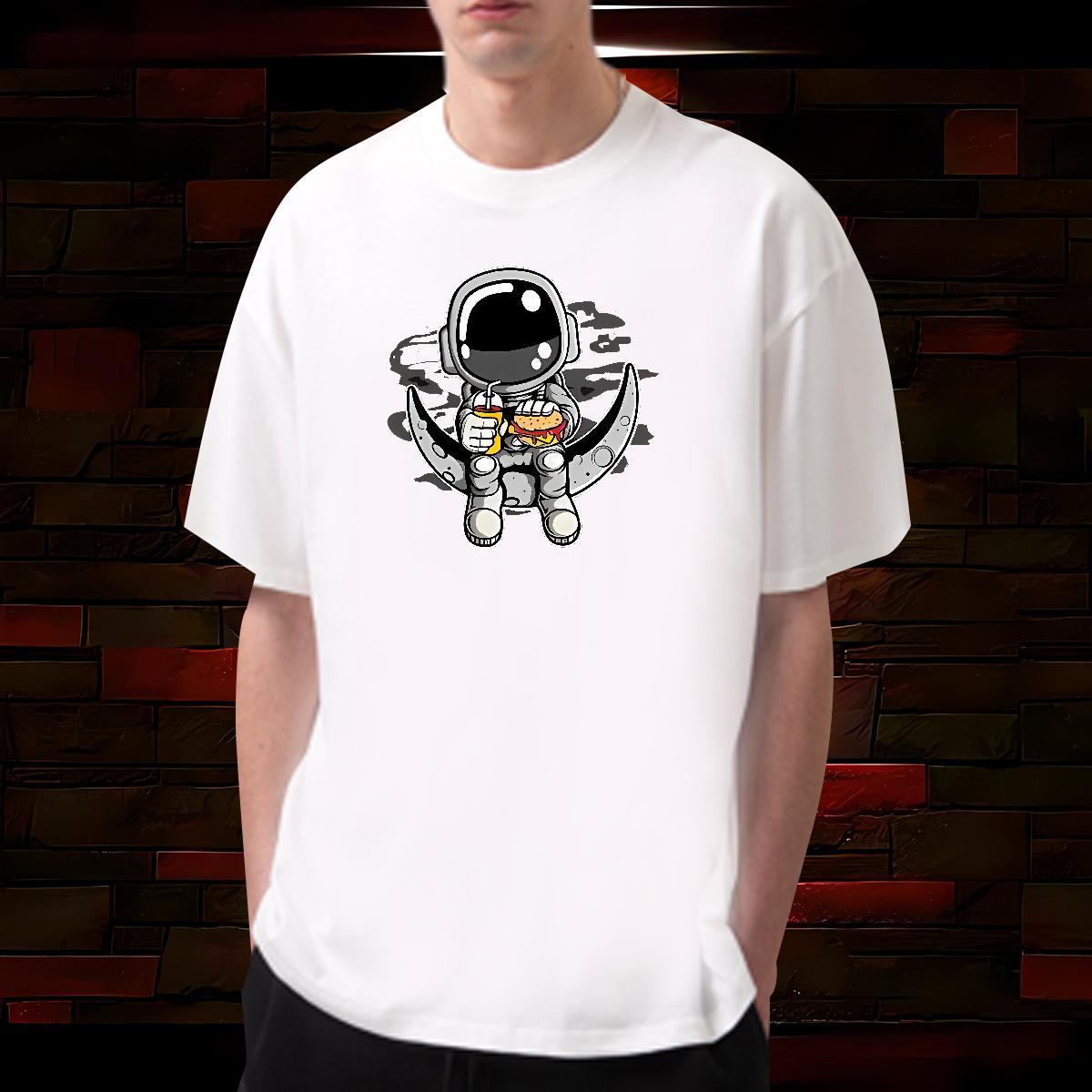 Fashion Designer Men T Shirts spaceman Tees Shirts 230g Pure Cotton Beach High Quality DIY Printed Breathable Short Sleeve Men Tops Tees