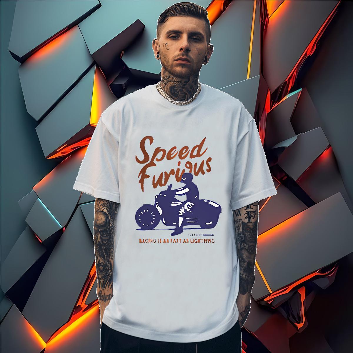 Designer Man T Shirts Motorcycle Tees Shirts 230g Pure Cotton Daily Wear Loose Anime Breathable Crew Neck Men Clothes T-Shirt