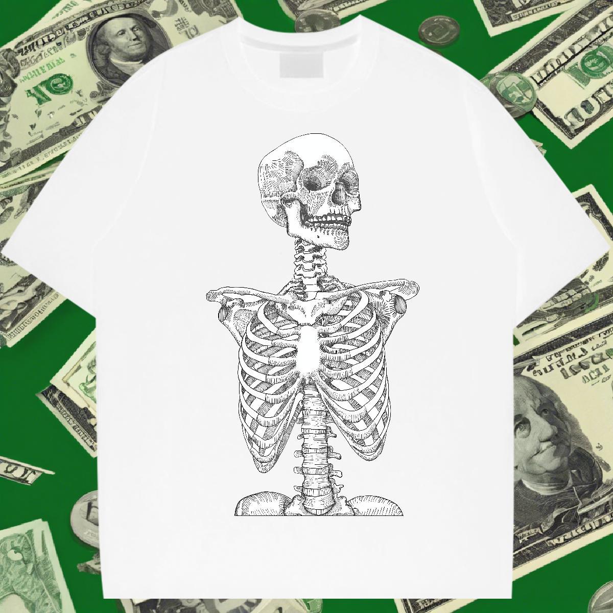 Classic Casual Men T Shirts skull Wear 230g Cotton Street Soft Custom Printed Pure Cotton Tshirts