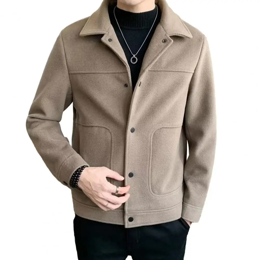 Fashionable mens jacket casual mens jacket mens thick open collar jacket with lapel mens single breasted240806