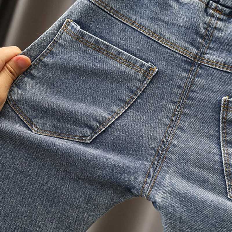 Jeans Embroidery Jeans Girls Straight Pants Denim Casual Trousers Kids Clothes 1-5 Years Baby Stretch Elastic Waist Bottoms