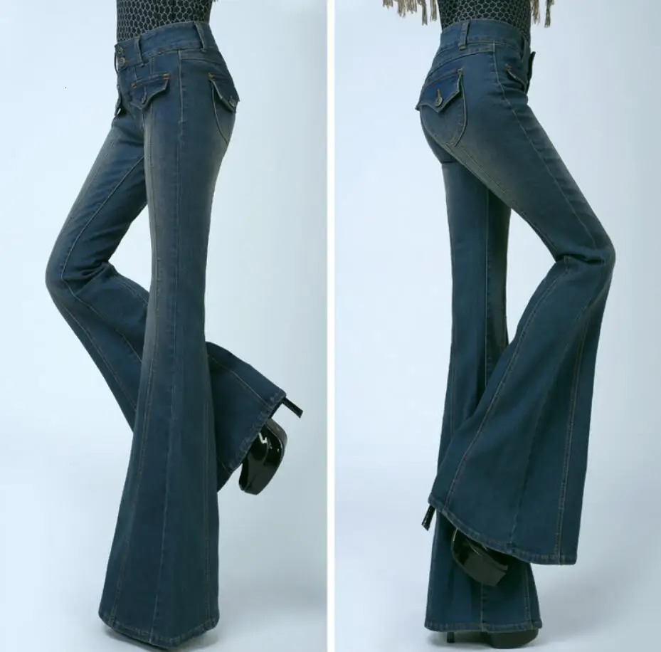 Fashion Womens Flare Jeans Pants Ladies Wide Leg Denim Trousers Slim Bell Bottom Jeans For Female r592 240807