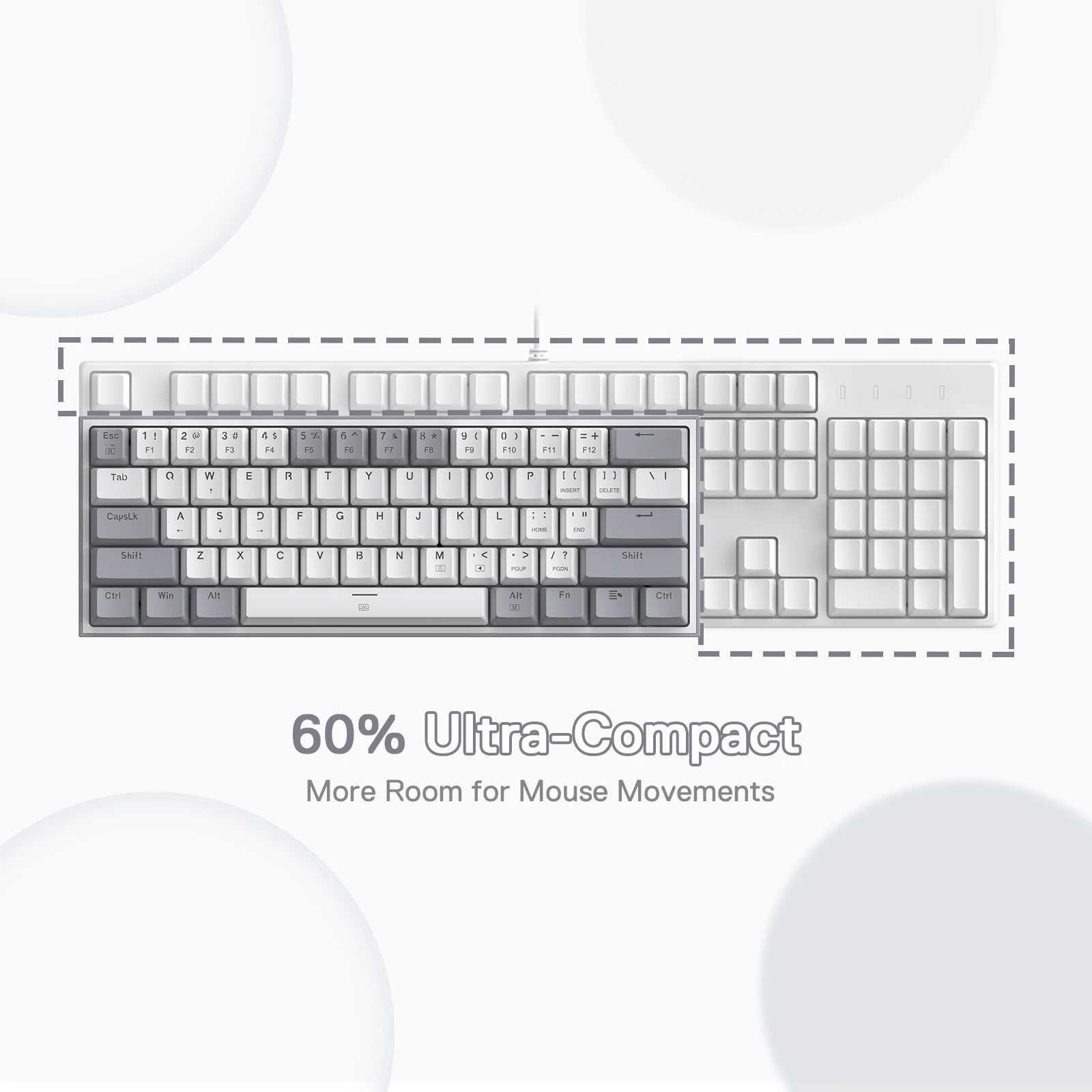 Redragon K617 Fizz 60% Wired RGB Gaming Keyboard 61 Keys Hot-Swap Compact Mechanical Keyboard Red SwitchM240715