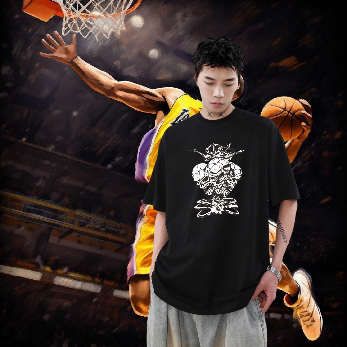 2024 Designer Mens T Shirts skull Tshirts 230g Cotton Sports Casual TOP Quality Cartoon Print Short Sleeve O-Neck Men Clothes T-Shirt