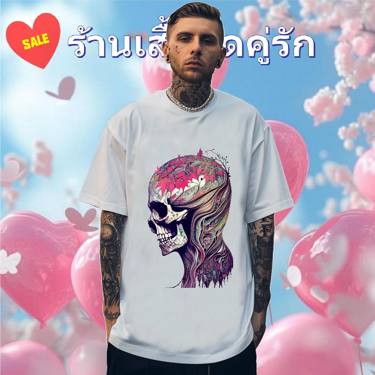 Fashion Designer T shirt skull Tee Shirt 230g 100% Cotton Casual Comfortable Cartoon Print Breathable Crew Neck Men Tees