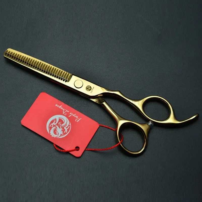 Hair Cutting Scissors 5.5/6 Gold Japan Stainless Hairdressing Scissors Thinning Shears Hair Scissors SetXJ240807