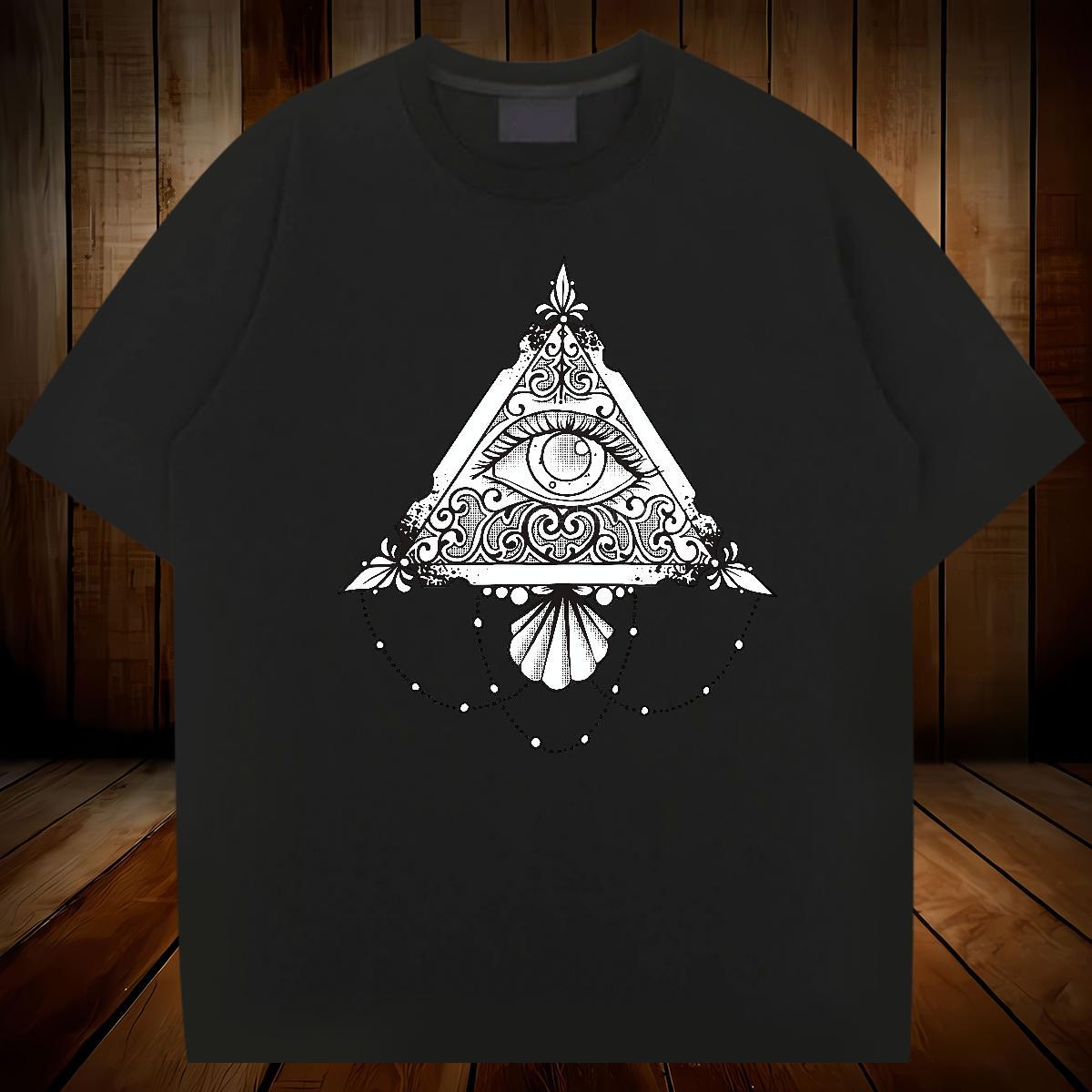 Designer Fashion Men T Shirts eye of the devil Tees 100% Cotton 230g Hip Hop Street High Quality Plus Size Cartoon Short Sleeve O-Neck Men Tops Tees